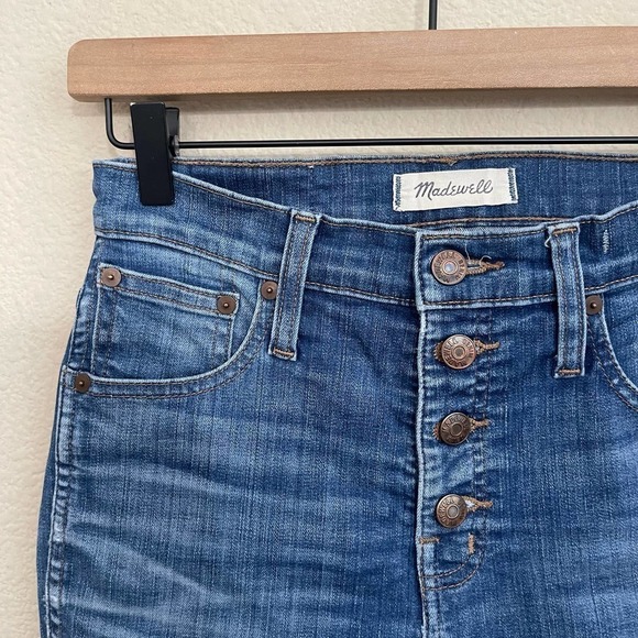 Madewell 10" High-Rise Button Fly Skinny Denim Jeans Chewed-Hem Edition 26 - Picture 8 of 13